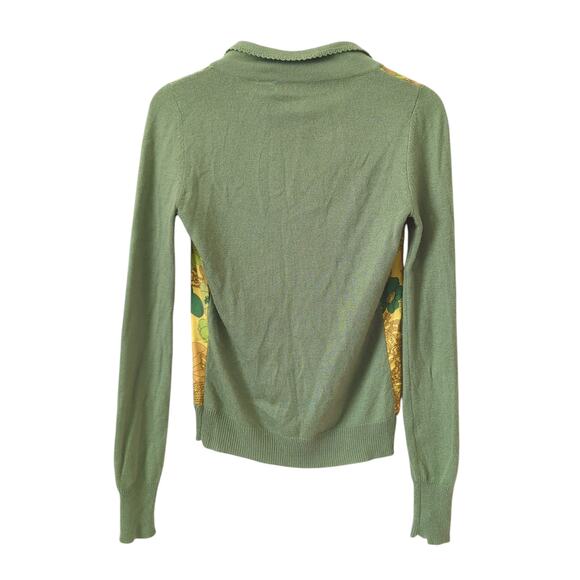 Barneys New York Cashmere Silk Cardigan XS Button-up Collard Sweater Floral - Picture 3 of 7